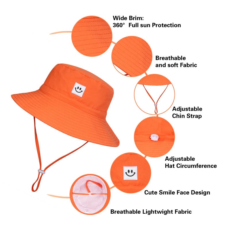 MaxNova Baby Bucket Hats 0-6 Months Orange - Image 4